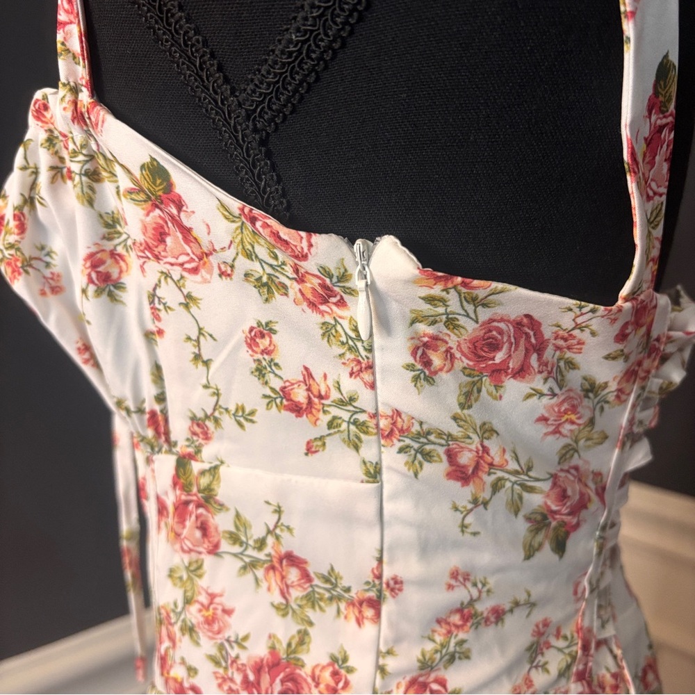 Commense Floral Midi Dress - White and Pink - Picture 11 of 15